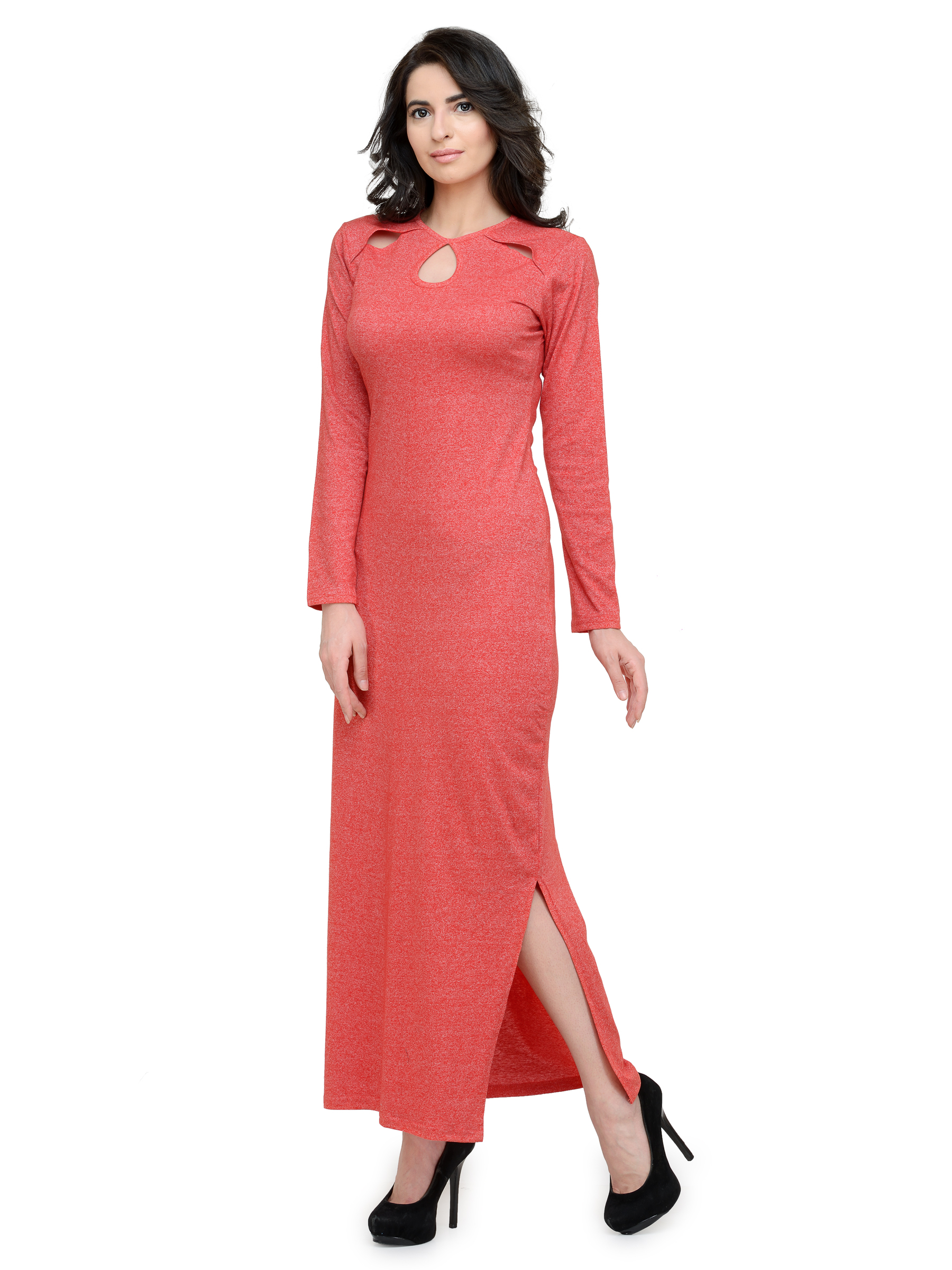JAW DROPPING RED MAXI WITH FRONT SLIT